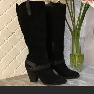 Tall black over the knee boots